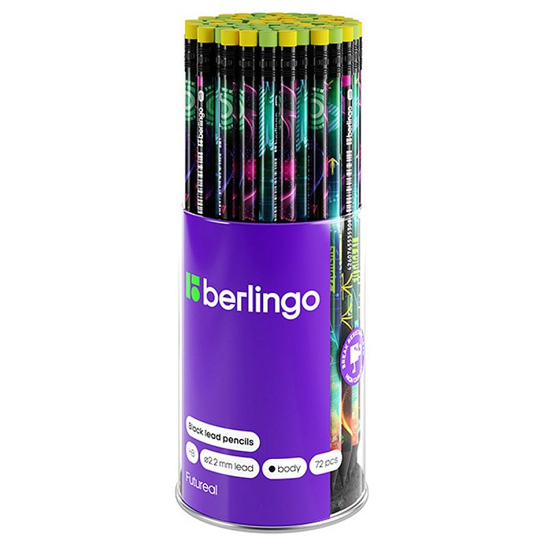 Карандаш ч/г Berlingo "Futureal" HB, круглый, заточен., ассорти 