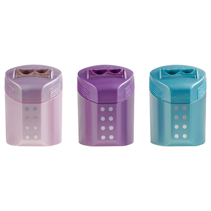 Точилка пластиковая Faber-Castell "Sparkle" 2 отверстия, контейнер, ассорти 