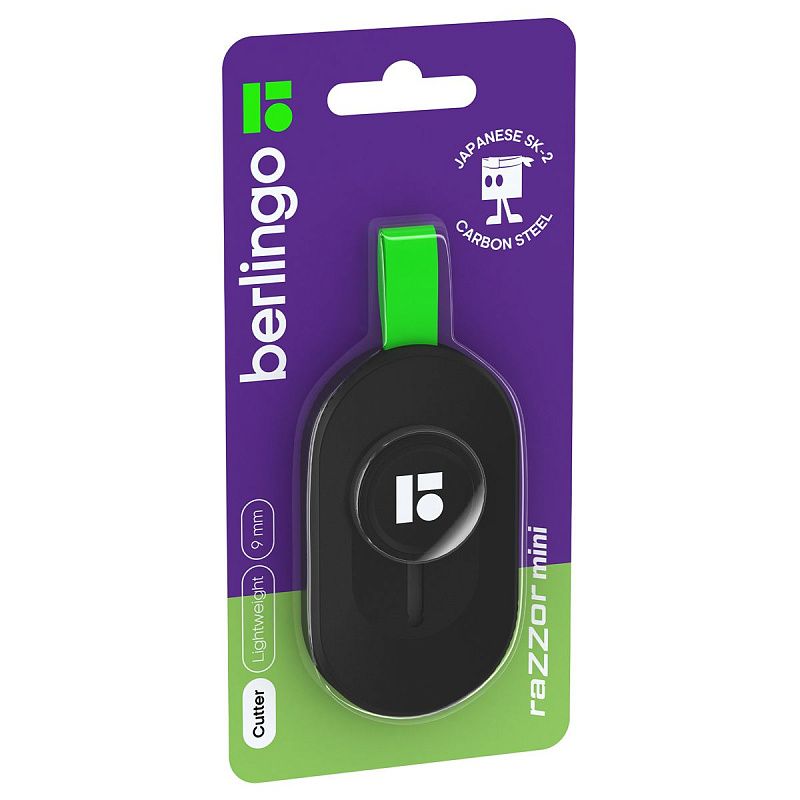 Нож канцелярский 9мм Berlingo "Razzor mini", push-lock, европодвес