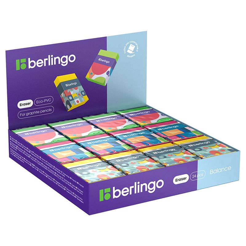 Ластик Berlingo "Balance", Eco-PVC, пластиковый держатель с печатью, 45*32*11мм 