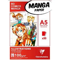 Скетчбук для маркеров 50л., А5 Clairefontaine "Manga Illustrations", на склейке, 100г/м2 Скетчбук для маркеров 50л., А5 Clairefontaine "Manga Illustrations", на склейке, 100г/м2