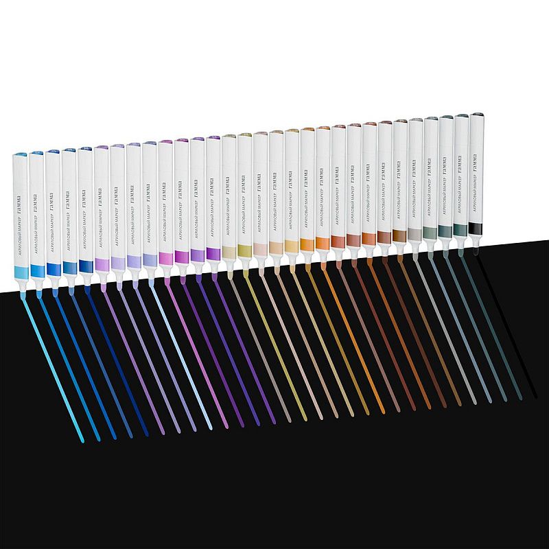 Маркеры акриловые Гамма "Классические", 60 цв., трехгран., пластик.бокс