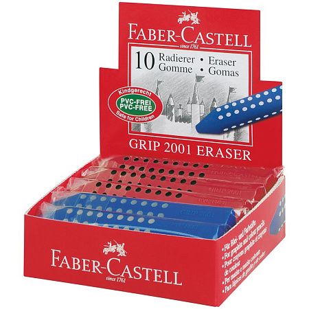 Ластик Faber-Castell "Grip 2001", трехгранный, красный/синий, 90*15*15мм 