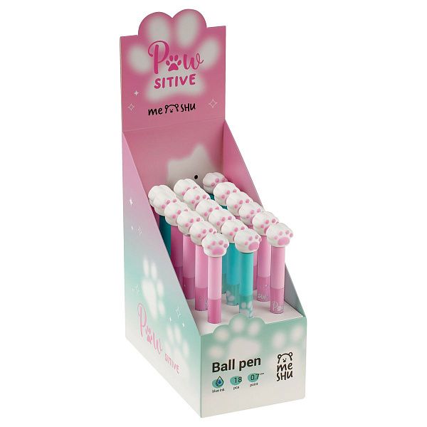 Ручка шариковая автоматическая MESHU "Spinner Paw" синяя, 0,7мм, корпус ассорти