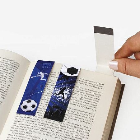Закладки для книг с магнитом "ФУТБОЛ", набор 6 шт., блестки, 25x196 мм, ЮНЛАНДИЯ, 111645 