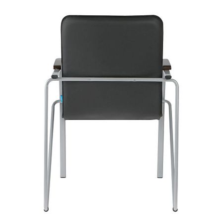 Стул Helmi HL-F03 "Самба", каркас металл алюм., экокожа, черный, орех BOX1