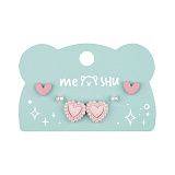 Серьги MESHU, бижутерия, розовые, 3 пары, европодвес