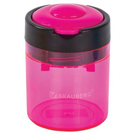Точилка BRAUBERG "Office Round", 2 отверстия для чернографитных карандашей (в том числе утолщенных), с контейнером, ассорти, 228446 