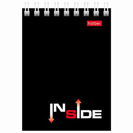 Блокнот МАЛЫЙ ФОРМАТ (75х105 мм) А7, 40 л., гребень, картон, клетка, HATBER, "INSIDE Стиль", 0Б7C1гр, ВО1189