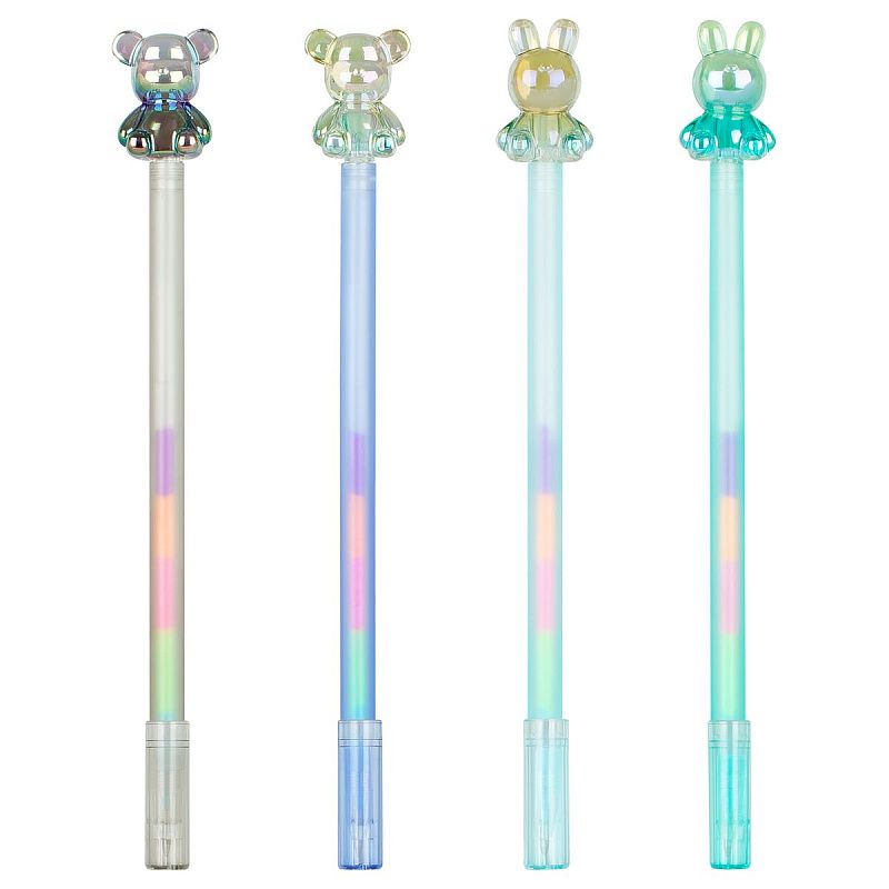 Ручка гелевая MESHU "Bear and Rabbit" радужная, 0,7мм 