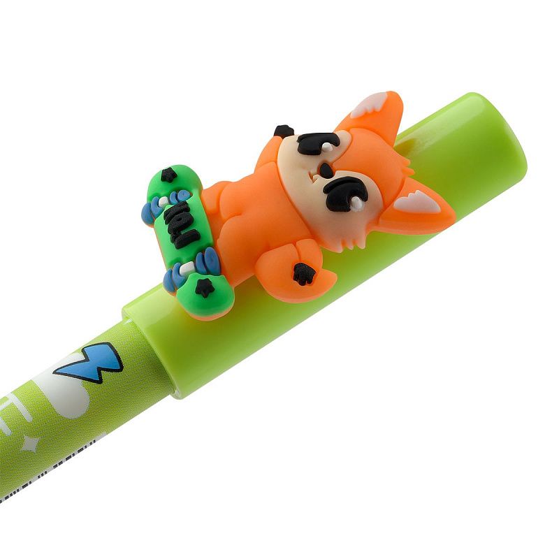 Ручка гелевая стираемая MESHU "Skate party" синяя, 0,5мм, корпус ассорти, с топпером 