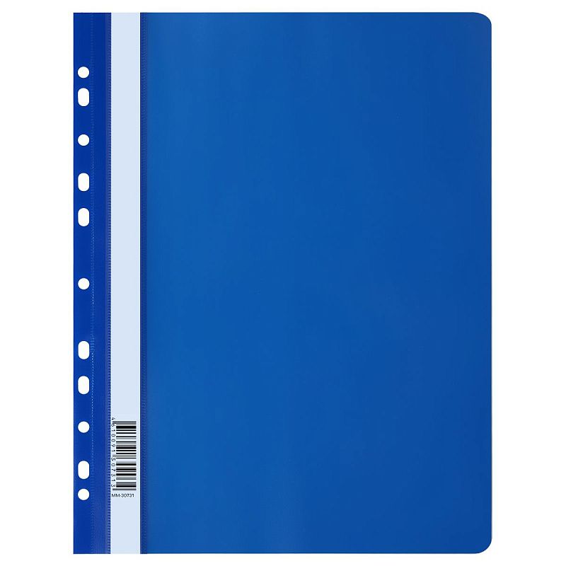 Папка-скоросшиватель пластик. перф. СТАММ А4, 120мкм, синяя с прозр. верхом