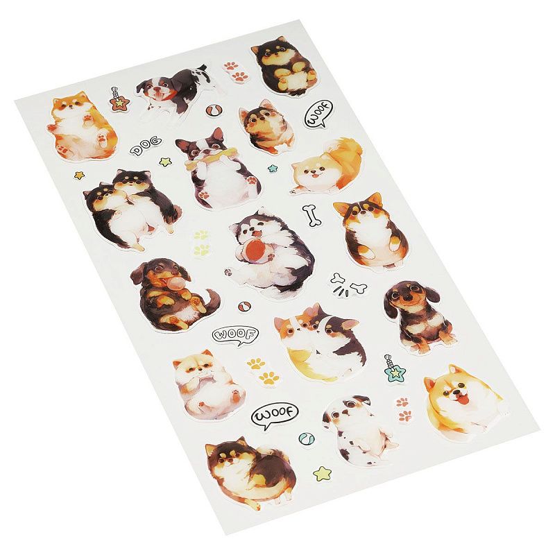 Наклейки гелевые MESHU  "Cute Dog" , 10*23см, инд. уп., европодвес