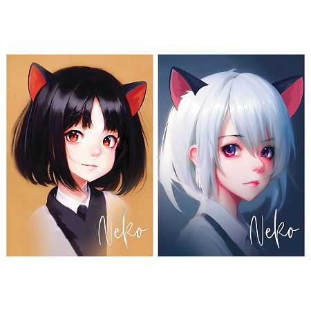Блокнот А5 50л. на отрывной склейке MESHU "Neko", матовая ламинация, тиснение фольгой