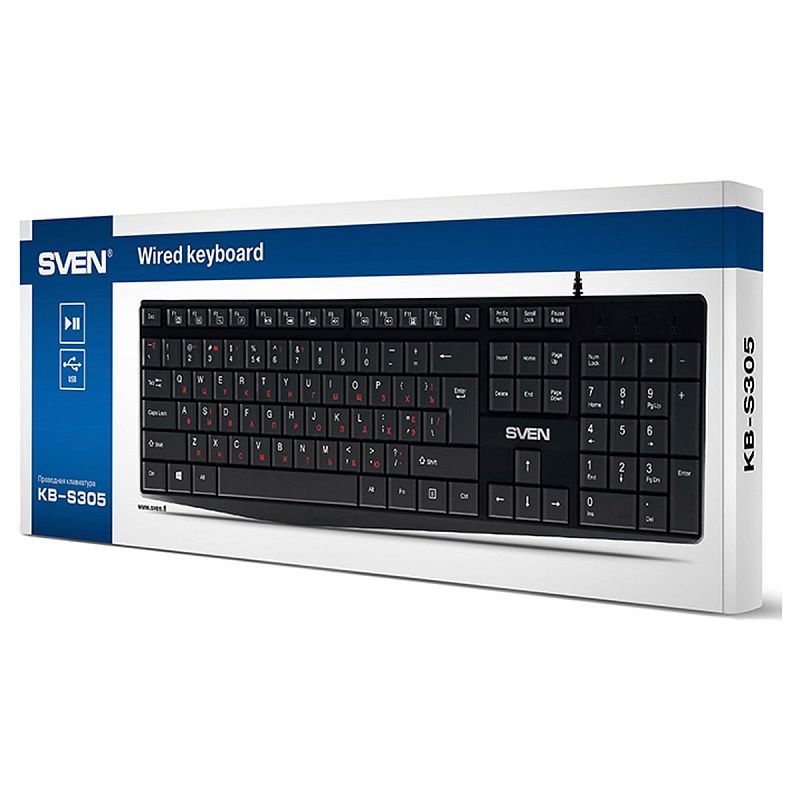 Клавиатура Sven KB-S305, USB, черный