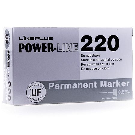 Маркер перманентный Line Plus "220 (200UF)" черный, пулевидный, 0,5мм 