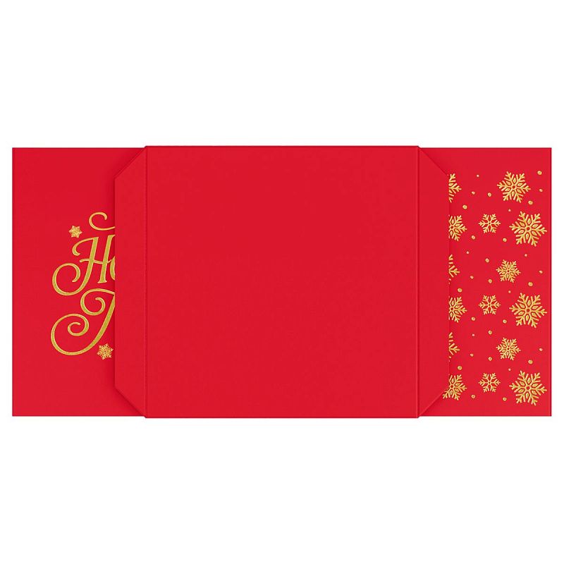 Коробка складная подарочная MESHU "Новогодняя классика", красн, (28*28*28см), с лентой, отд фольгой