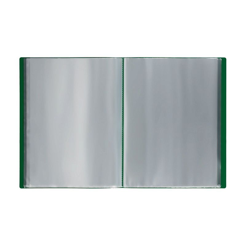 Папка с 80 вкладышами СТАММ А4, 30мм, 600мкм, пластик, зеленая 