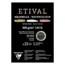 Альбом для акварели, 15л., А4, на склейке Clairefontaine "Etival", 300г/м2, торшон, холод. пресс., черный Альбом для акварели, 15л., А4, на склейке Clairefontaine "Etival", 300г/м2, торшон, холод. пресс., черный