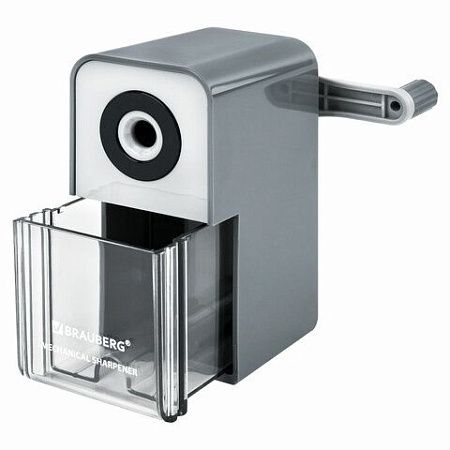 Точилка механическая BRAUBERG CLASSIC, для чернографитных и цветных карандашей, корпус светло-серый, 272002 