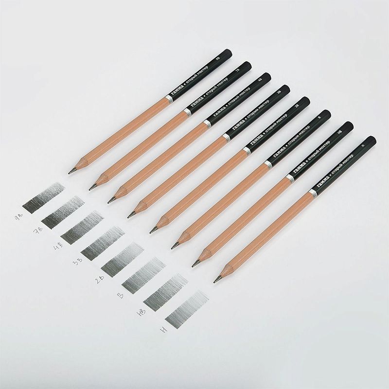 Набор карандашей ч/г Гамма 8шт., 9B-H, кедр, картон. упаковка, европодвес 