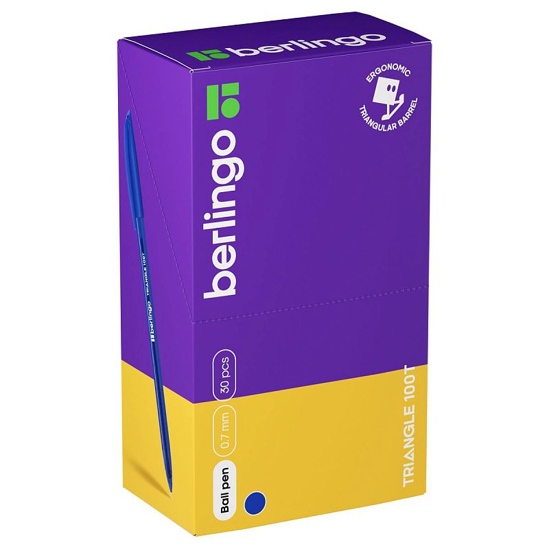 Ручка шариковая Berlingo "Triangle 100T" синяя, 0,7мм, трехгран., игольчатый стержень 