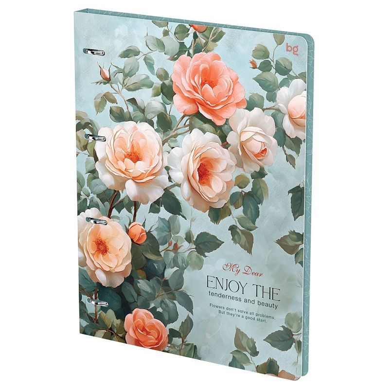 Тетрадь на кольцах А4, 120л., BG "Розы", картон, матовая ламинация