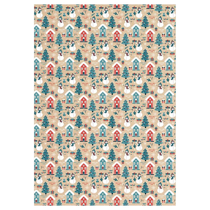 Упаковочная бумага крафт 70*100см, MESHU "Christmas tale", 70г/м2