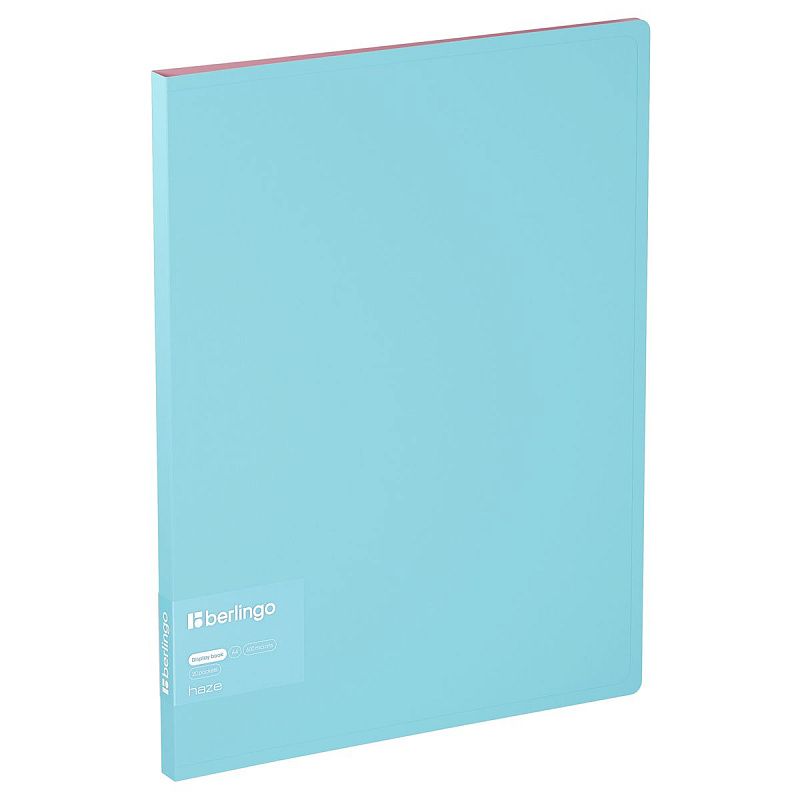 Папка с 20 вкладышами Berlingo "Haze", 14мм, 600мкм, с внутр. карманом, голубая, софт-тач