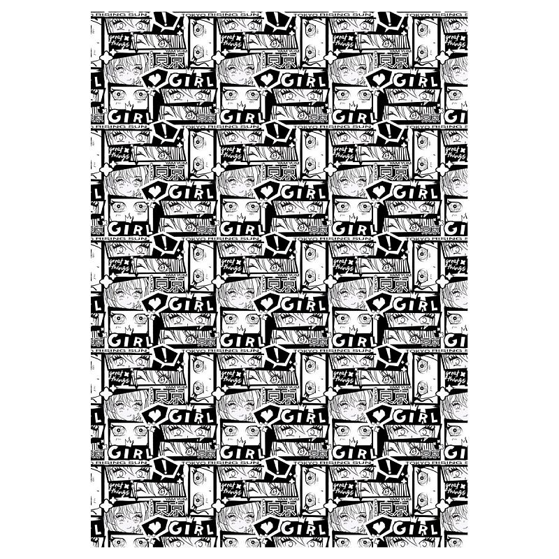 Упаковочная бумага глянц. 70*100см, MESHU "Anime", 80 г/м2, ассорти, 5 дизайнов