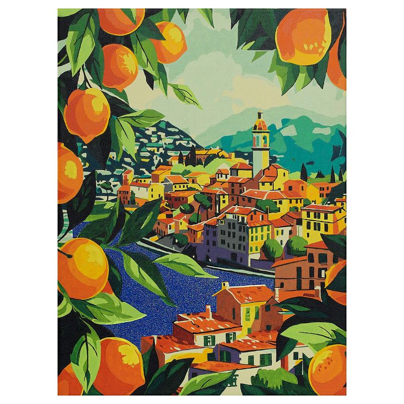 Картина по номерам на холсте с глиттером ТРИ СОВЫ "Средиземноморское побережье", 30*40, с акриловыми красками и кистями