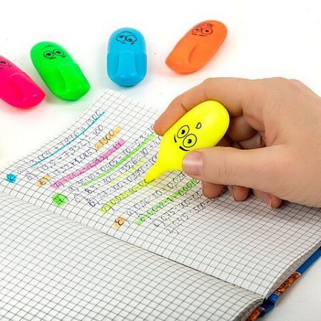 Текстовыделитель ЮНЛАНДИЯ "НЕОНЧИКИ", мини, АССОРТИ В ПЛАСТИКОВОЙ БАНКЕ, линия 1-5 мм, 151766 