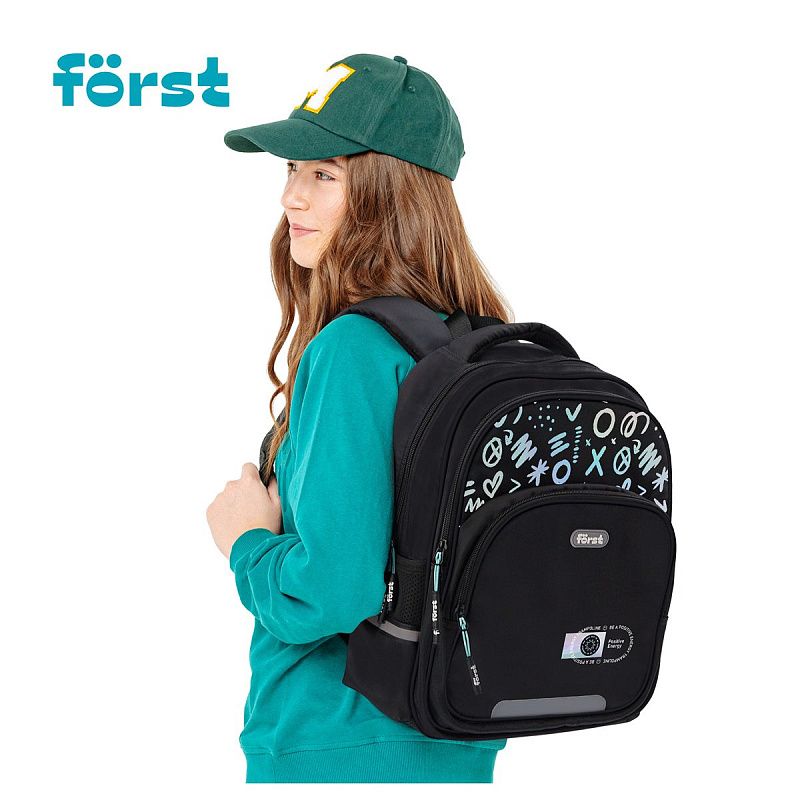 Рюкзак Först F-Comfy "Positive energy" 38*29*15см, 2 отделения, 3 кармана, анатомическая спинка 