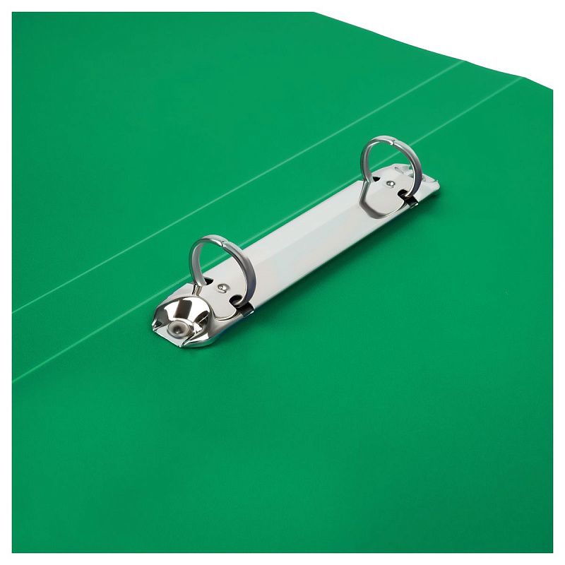 Папка на 2 кольцах СТАММ А4, 25мм, 500мкм, пластик, зеленая 