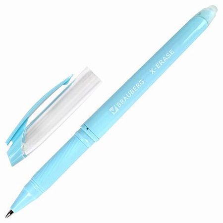 Ручка стираемая гелевая с грипом BRAUBERG X-ERASE PASTEL, СИНЯЯ, узел 0,7 мм, линия 0,35 мм, 143953 