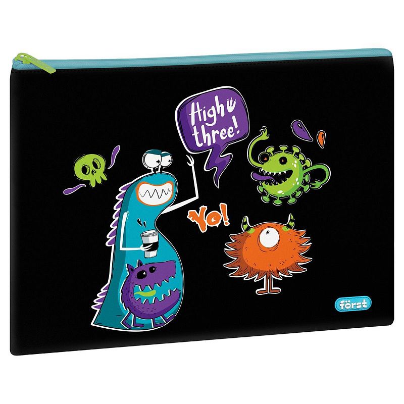 УЦЕНКА - Папка текстильная А4 Först "Monster party", 335*245мм, 1 отделение, полиэстер (осн 352136)