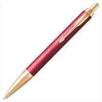 Ручка шариковая PARKER "IM Premium Red GT", корпус красный лак, позолоченные детали, синяя, 2143644