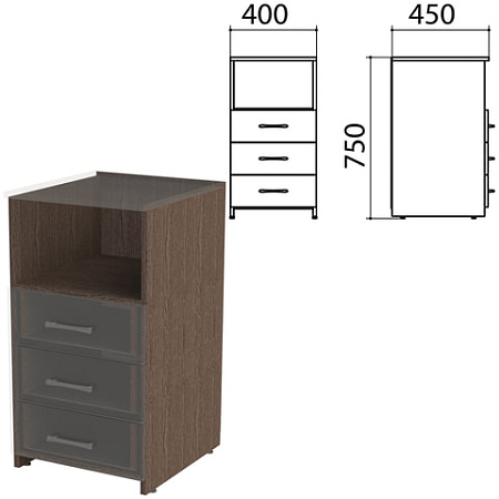 Каркас тумбы приставной "Канц" 400х450х750 мм, цвет венге, ТК31.16.1
