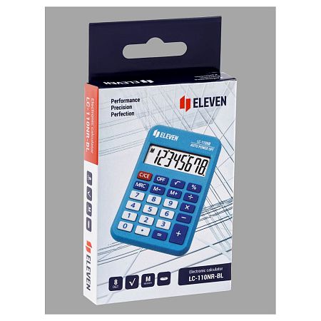Калькулятор карманный Eleven LC-110NR-BL, 8 разрядов, питание от батарейки, 58*88*11мм, голубой