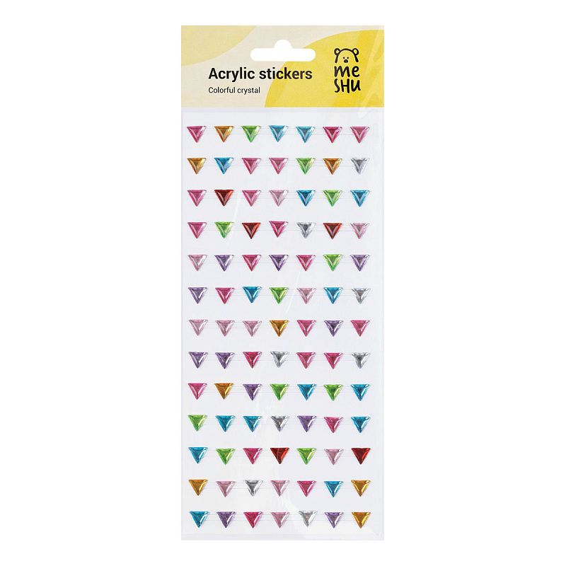 Наклейки акриловые MESHU "Сolorful crystal", 25*10см, стразы, 91 наклейка, инд. уп., европодвес