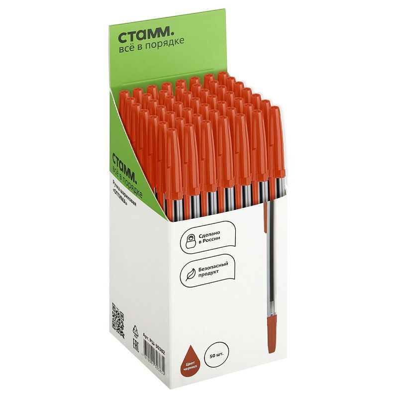 Ручка шариковая СТАММ "Оптима" красная, 1,0мм 