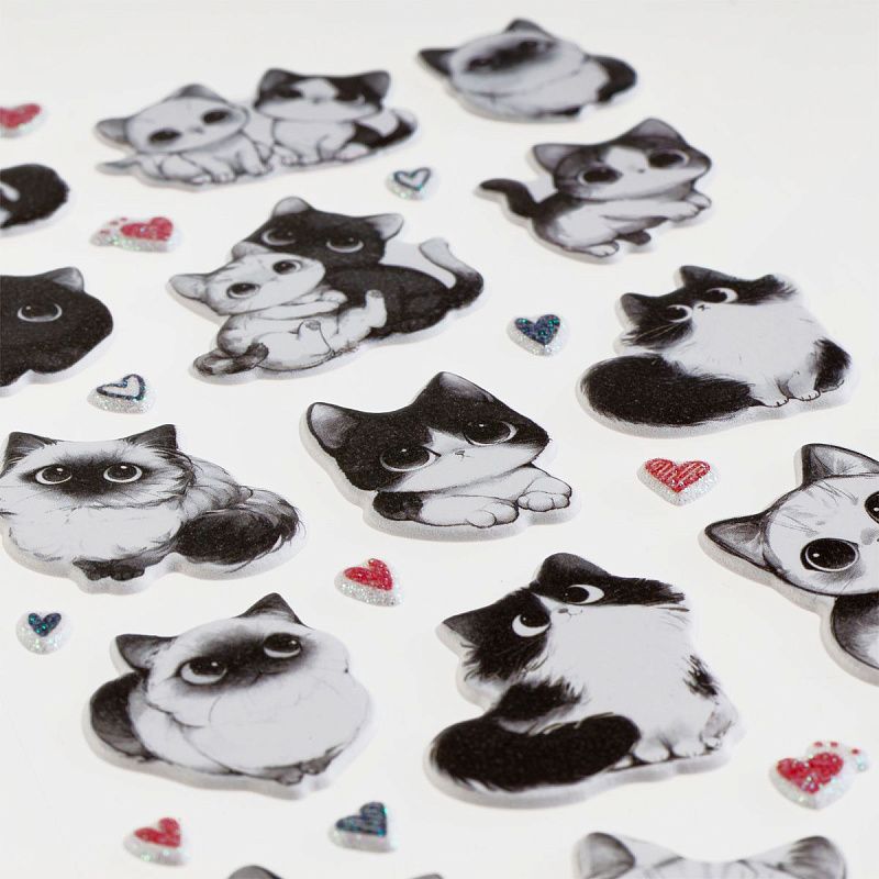 Наклейки объемные MESHU "Furrr", 10*23см, с блестками, инд. уп., европодвес