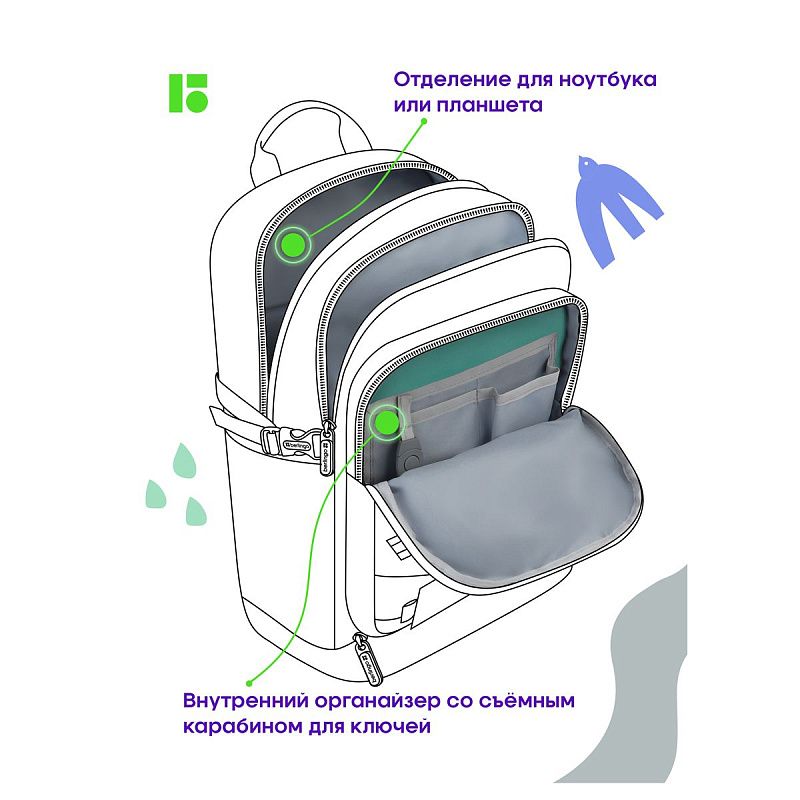 Рюкзак Berlingo Street Style "Mist", 41*28*17см, 3 отделения, 2 кармана, уплотненная спинка 