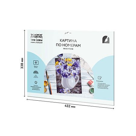 Картина по номерам на картоне ТРИ СОВЫ "Анютины глазки", 30*40, с акриловыми красками и кистями