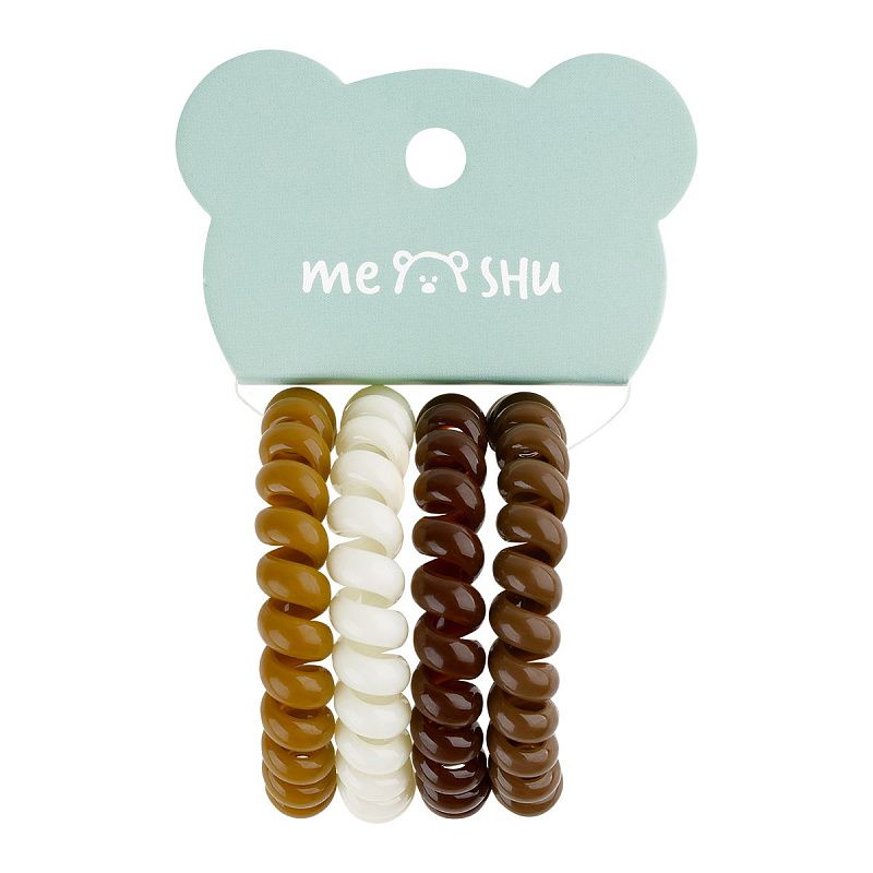 Резинки для волос MESHU, пружинки, коричневые ассорти, 4шт., европодвес