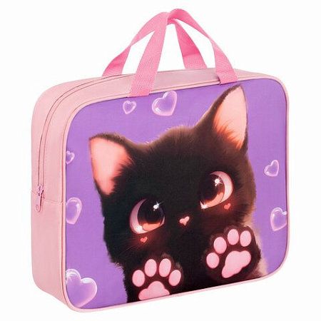 Папка на молнии с ручками BRAUBERG А4, 1 отделение, полиэстер, 80 мм, Paw prints, 273300