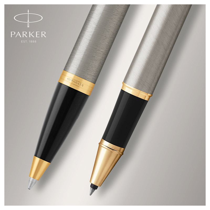 Набор Parker "IM Brushed Metal GT": ручка шариковая, 1,0мм и ручка-роллер, 1,0мм, подарочная упаковка 