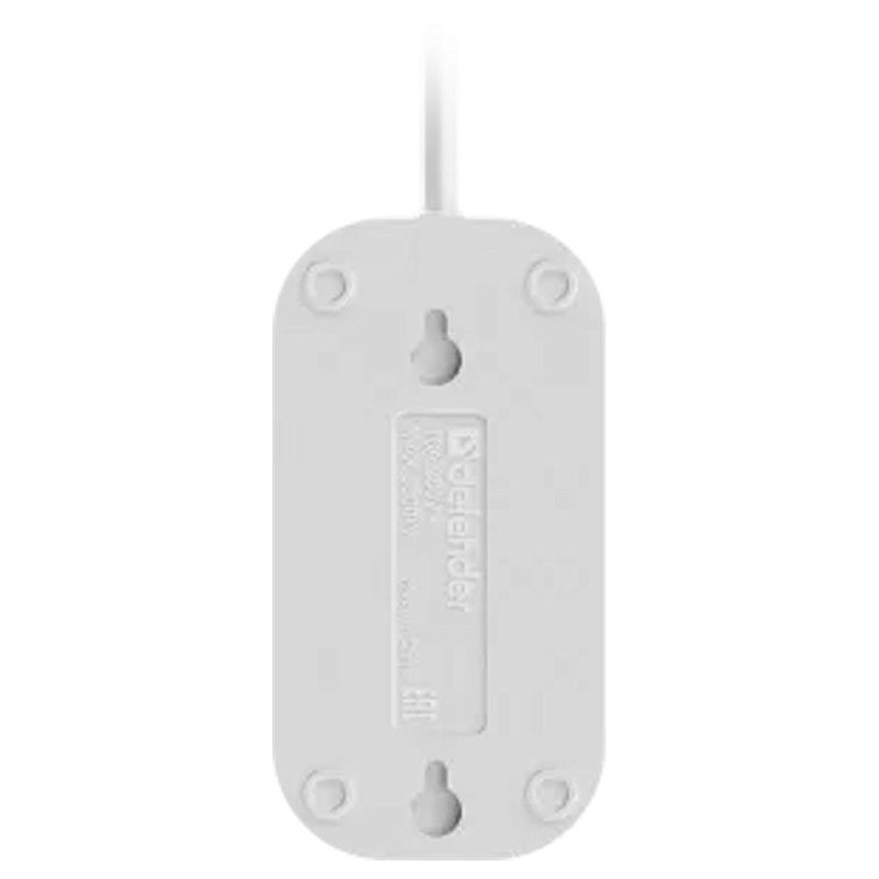 Удлинитель Defender R320 2 розетки, с заземлением, белый