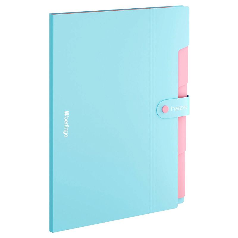 Папка 5 отделений Berlingo "Haze", А4, 600мкм, на кнопке, голубая, софт-тач