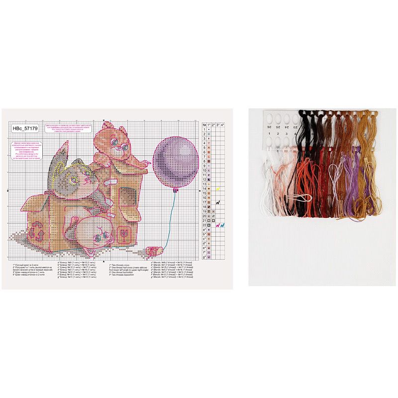 Набор для вышивания крестиком ТРИ СОВЫ "Котики", 15*20см, пакет с европодвесом